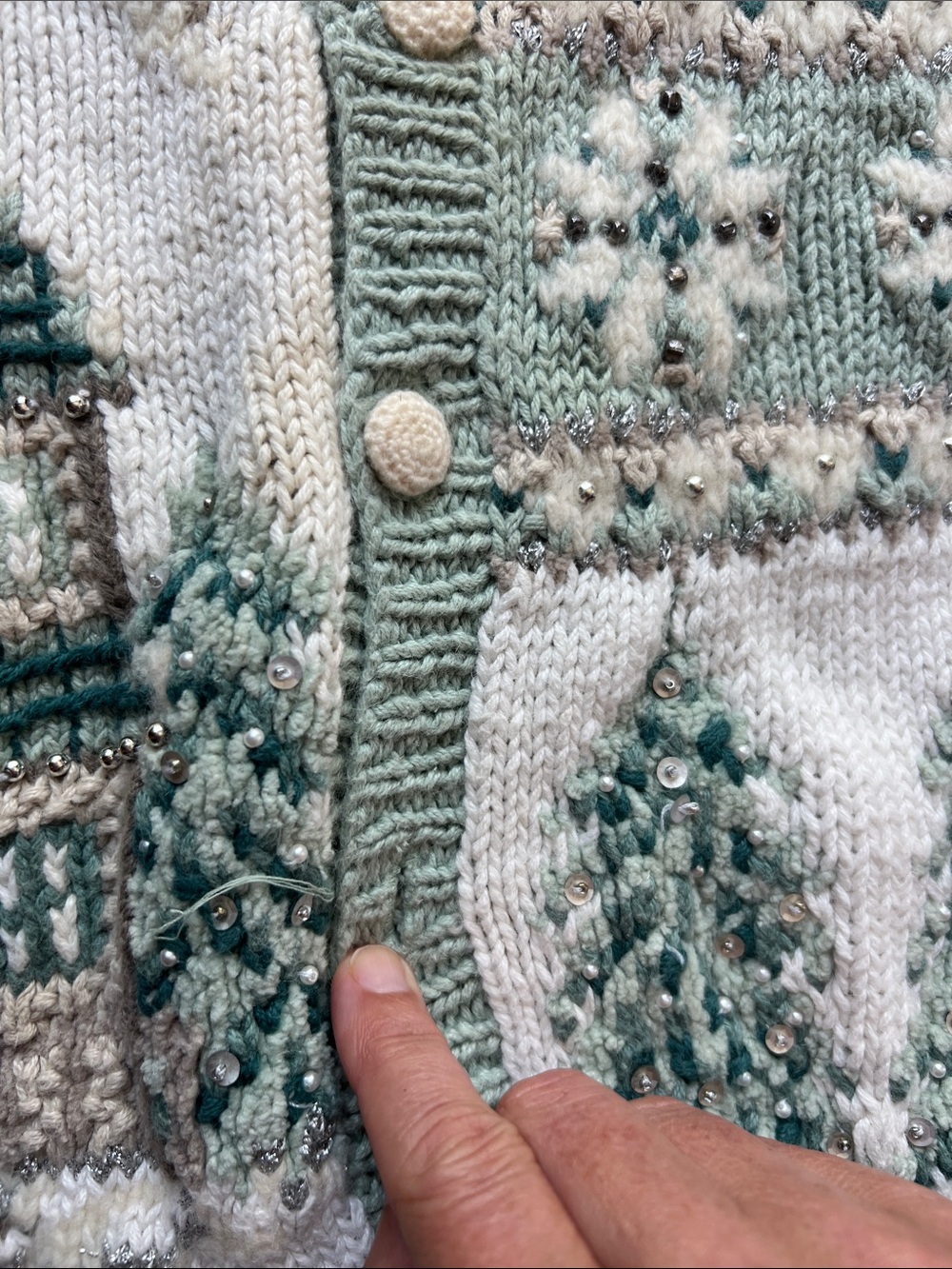 Vintage Marisa Christina Mint & Cream Holiday Knit Vest - Picture 8 of 9
